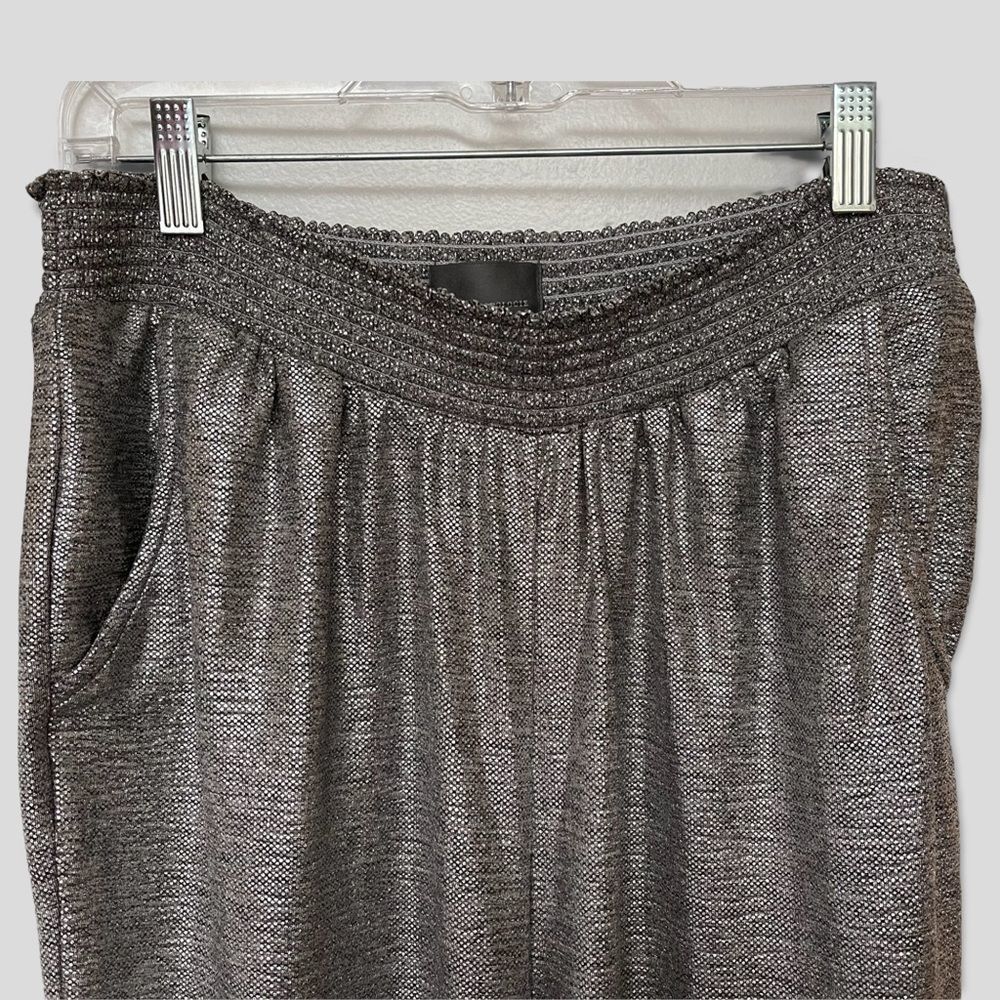 Women’s NWT Anthropologie Silver Metallic Stretch Jogger Pants. Size Med Petite - Picture 3 of 6